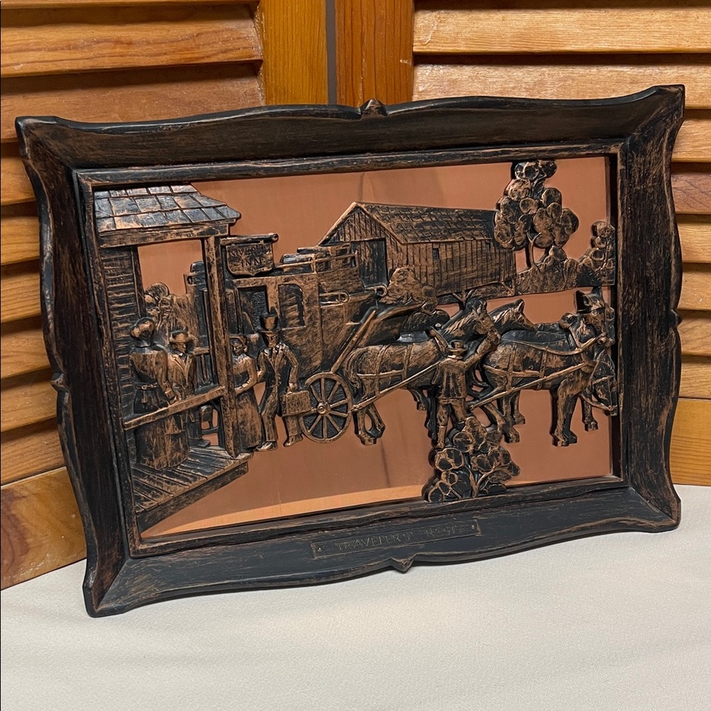 Vintage Copper “ Travellers’ Rest” Wall Art